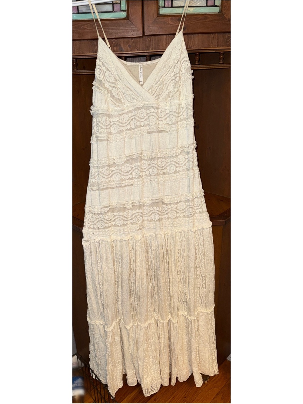 Willow & Clay Lace Tiered Maxi Dress Ivory Cream Size Large